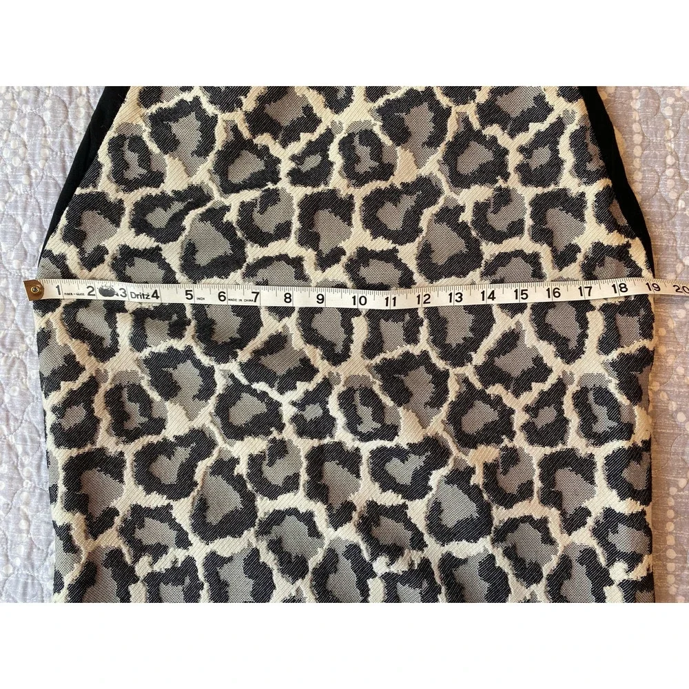 Diane von Furstenberg Women's Emma Pencil Skirt Leopard & Solid Black Size 8